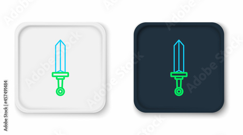 Line Medieval sword icon isolated on white background. Medieval weapon. Colorful outline concept. Vector