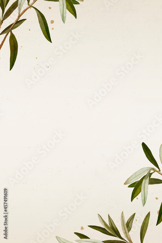 Olive branch pattern on a beige background template vector