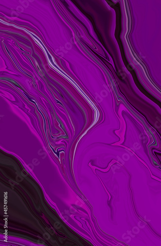 Abstract luxury fluid purple and dark background. Art trippy digital backdrop. Curved shapes illustration. Vibrant banner. Template. Wave effect. Swirl. Marble texture. Vertical flyer. Swirling ink.