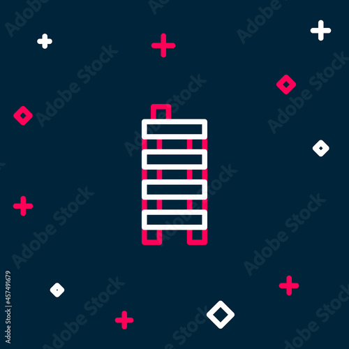 Line Mahjong pieces icon isolated on blue background. Chinese mahjong red dragon game emoji. Colorful outline concept. Vector