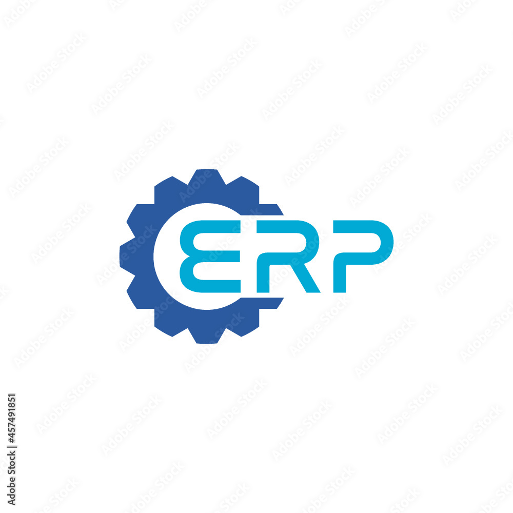 ERP icon, enterprise resource planning icon with gears isolated on white background ERP icon, enterprise resource planning icon with gears isolated on white background