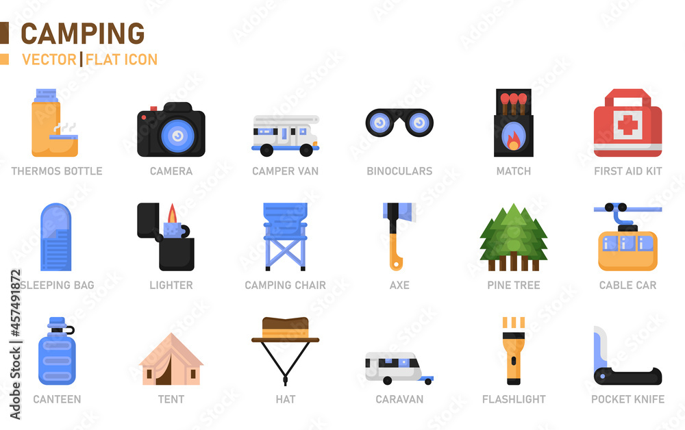 Camping icon for website, application, printing, document, poster design, etc.