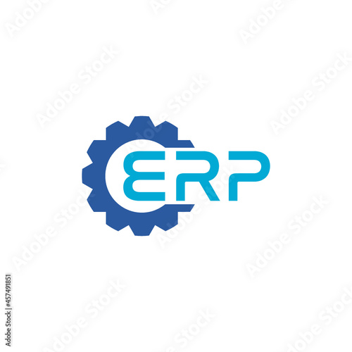 ERP icon, enterprise resource planning icon with gears isolated on white background