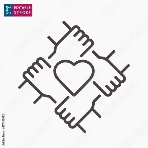 Partnership line icon on white background. Editable stroke.