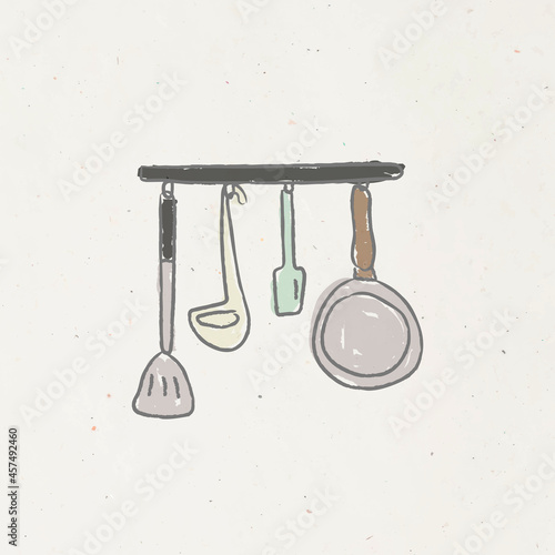 Doodle kitchenware equipment vector