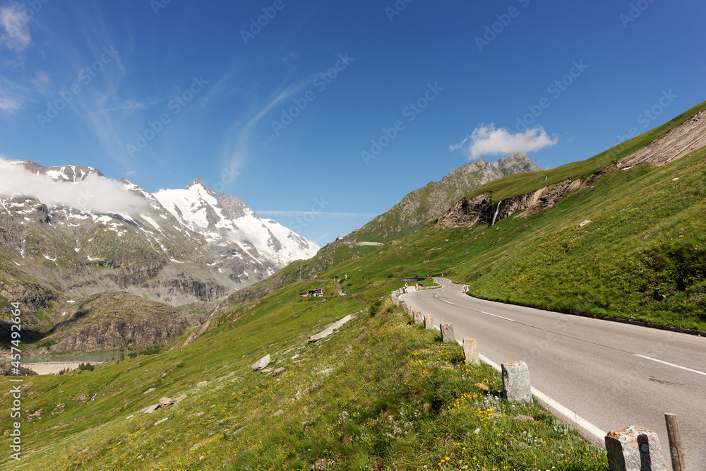 View of the Grossglockner mountain from the Grossglockner High Alpine Road. Austria