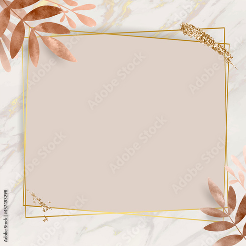 Leafy golden square frame vector