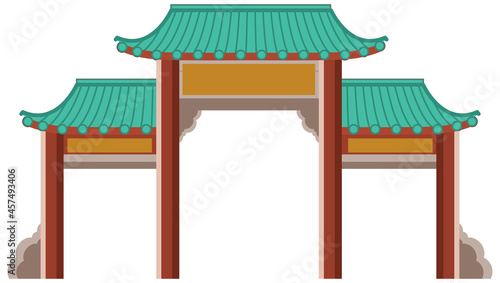 Chinese Gate or Paifang isolated on white background