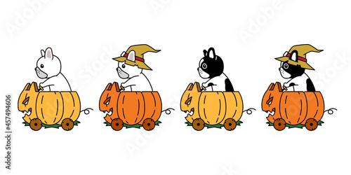 dog vector french bulldog Halloween pumpkin car riding icon puppy cartoon character ghost pet logo symbol doodle illustration design