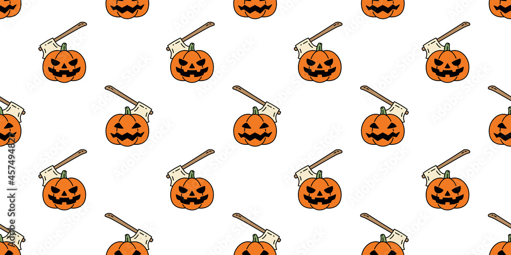 pumpkin Halloween seamless pattern axe vector ghost cartoon tile background illustration repeat wallpaper gift wrapping paper symbol icon scarf isolated doodle design pumpkin Halloween seamless pattern axe vector ghost cartoon tile background illustration repeat wallpaper gift wrapping paper symbol icon scarf isolated doodle design