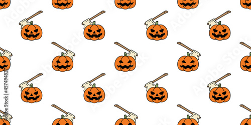pumpkin Halloween seamless pattern axe vector ghost cartoon tile background illustration repeat wallpaper gift wrapping paper symbol icon scarf isolated doodle design