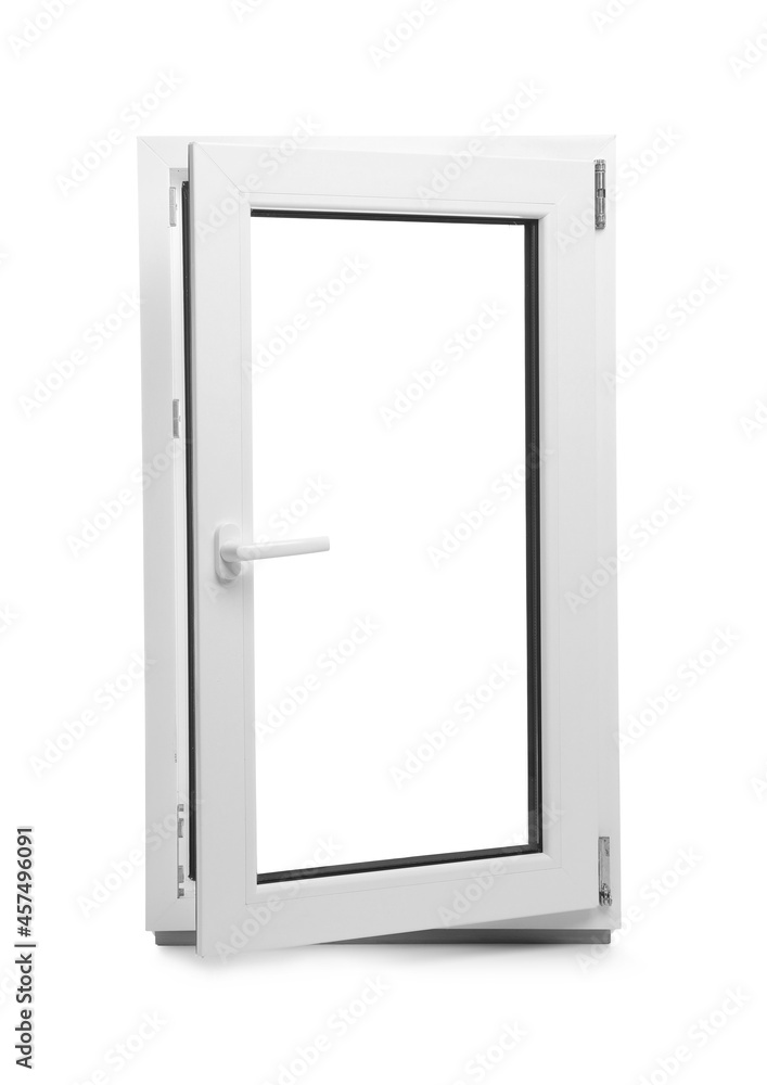 New modern single casement window isolated on white New modern single casement window isolated on white