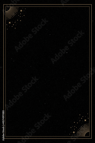 Mystical golden frame on black background vector
