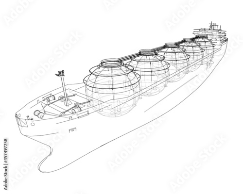 Large gas tanker or LNG carrier. Vector