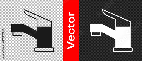 Black Water tap icon isolated on transparent background. Vector
