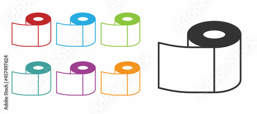 Black Toilet paper roll icon isolated on white background. Set icons colorful. Vector