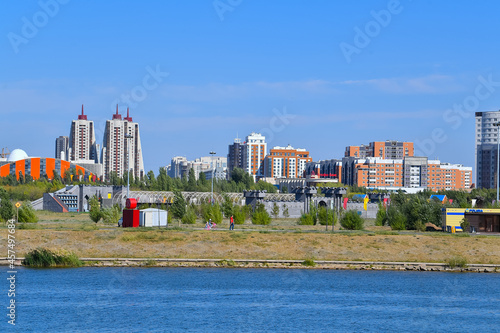 astana city, nur-sultan city, city, skyline, building, architecture, water, river, sky, cityscape, urban, buildings, downtown, beach, skyscraper, view, reflection, sea, florida, coast, office, tower, 