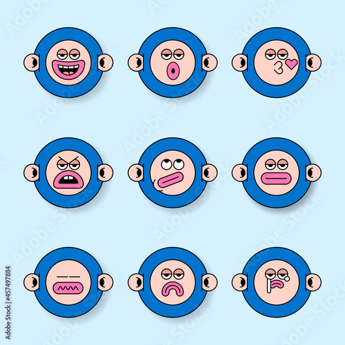 Cool monkey monster sticker set vector