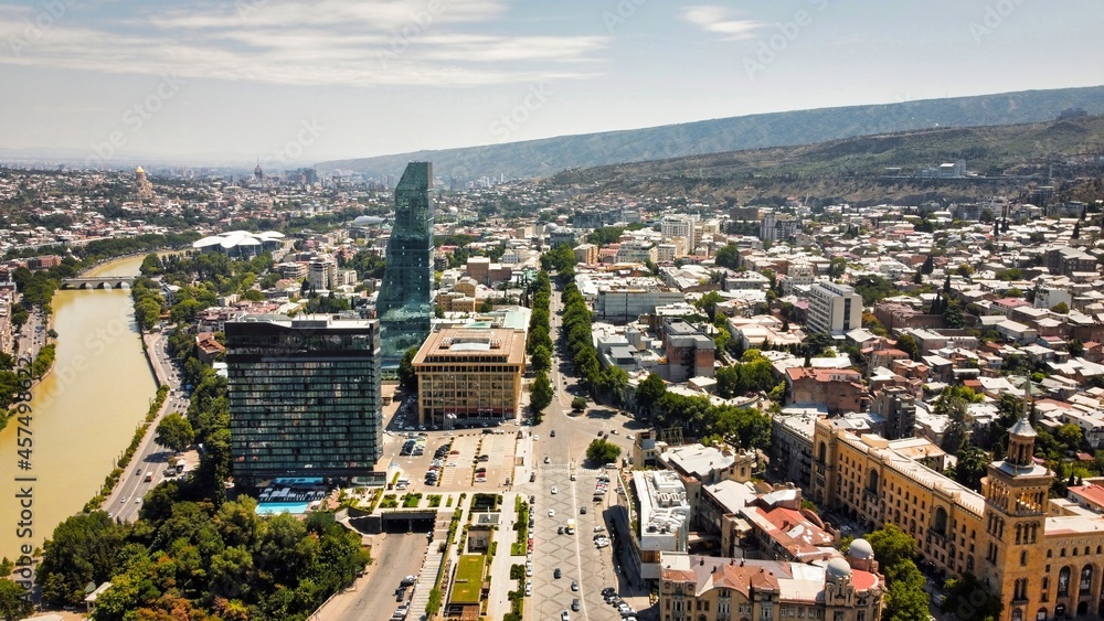 Aerial drone view of Tbilisi, Georgia
