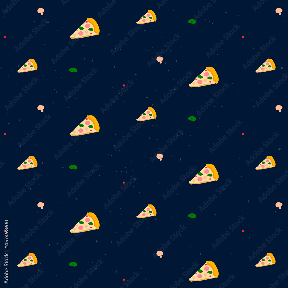 Vector seamless pizza pattern background