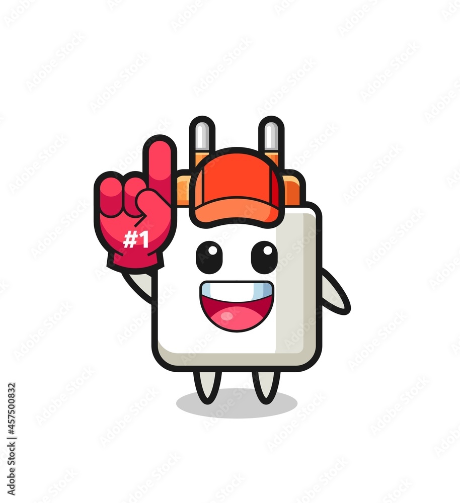 power adapter illustration cartoon with number 1 fans glove power adapter illustration cartoon with number 1 fans glove