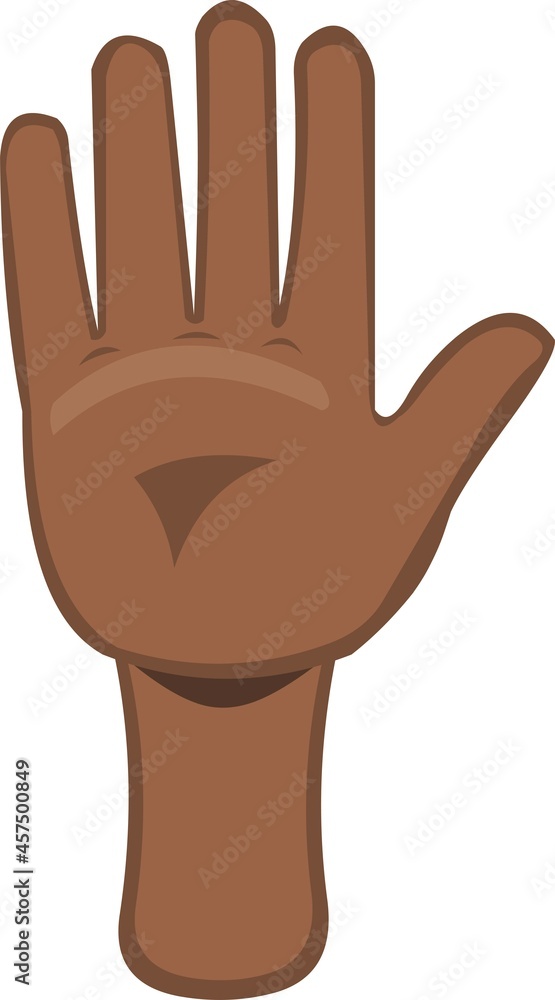 Vector illustration of the palm of a brown hand greeting Vector illustration of the palm of a brown hand greeting