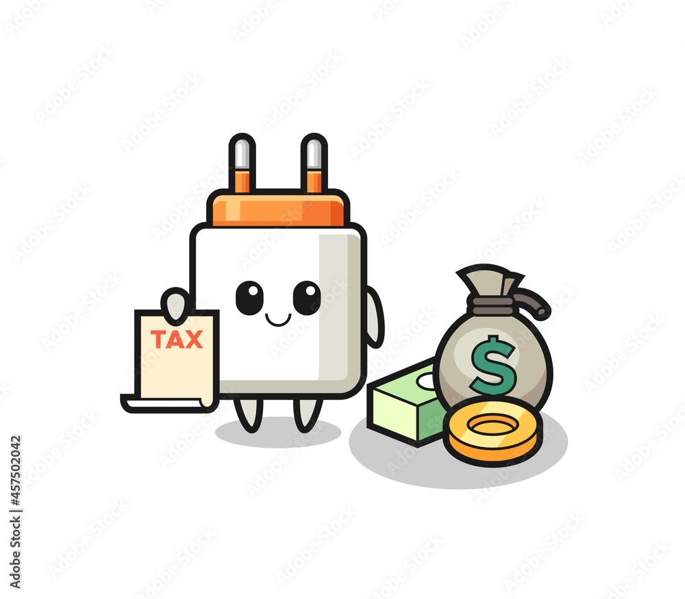 Obraz premium Character cartoon of power adapter as a accountant