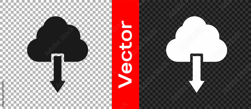 Black Cloud download icon isolated on transparent background. Vector Black Cloud download icon isolated on transparent background. Vector