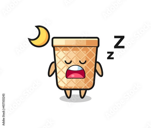 waffle cone character illustration sleeping at night