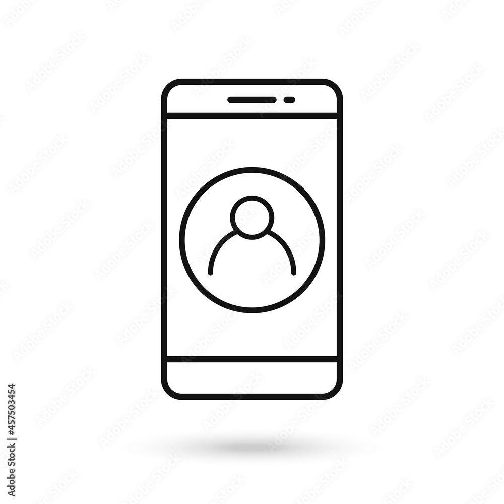 Mobile phone flat design with user avatar sign. Mobile phone flat design with user avatar sign.