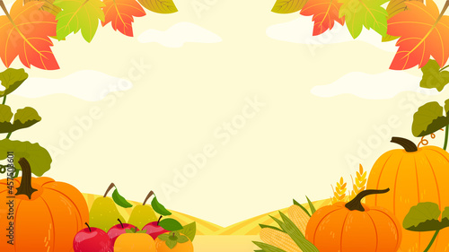 Autumn Harvest festival frame background vector illustration
