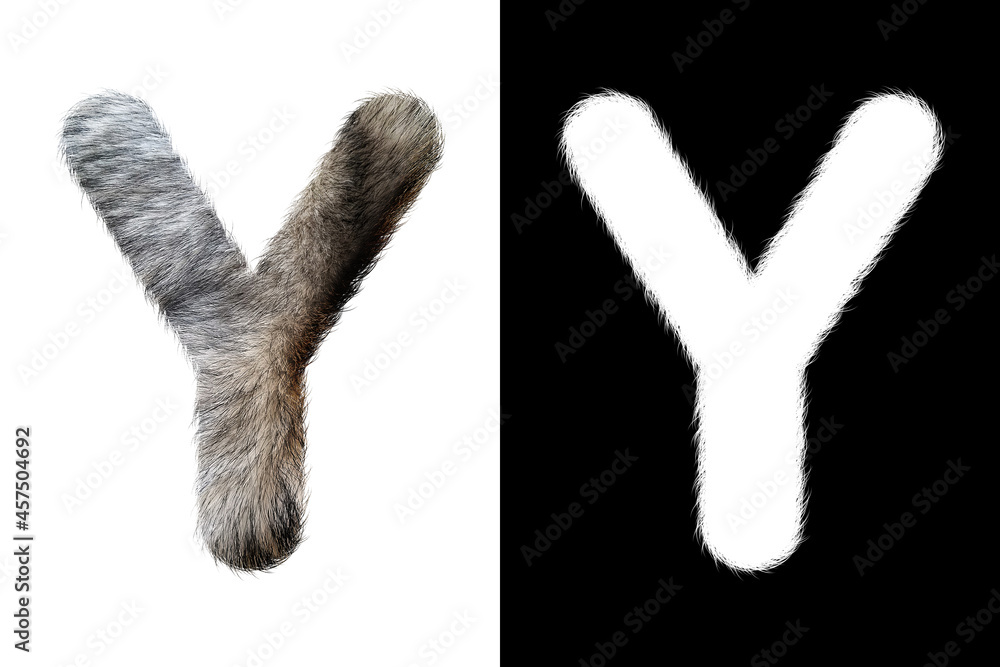 Beautiful Realistic Fur Letter Y With Mask Beautiful Realistic Fur Letter Y With Mask