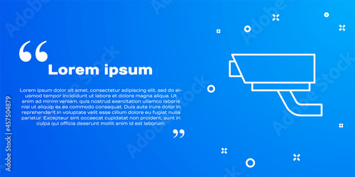 White line Security camera icon isolated on blue background. Vector