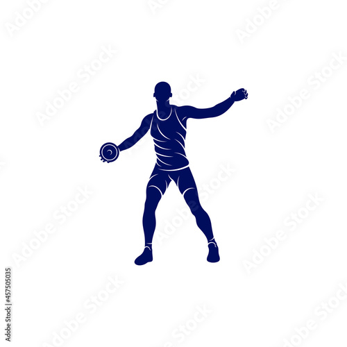 Discus thrower vector illustration. silhouette discus throw abstract design