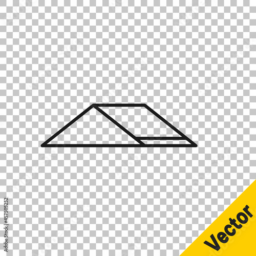Black line Skate park icon isolated on transparent background. Set of ramp, roller, stairs for a skatepark. Extreme sport. Vector