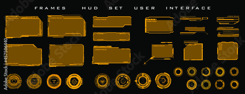 Big set futuristic HUD elements for HUD user interface. Elements for the user interface HUD. Circles, callouts, titles, frames, pointers, targets, information and dialog boxes