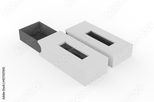 hard box with window set mock-up. Good for packaging design. 3d illustration