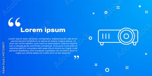 White line Presentation, movie, film, media projector icon isolated on blue background. Vector