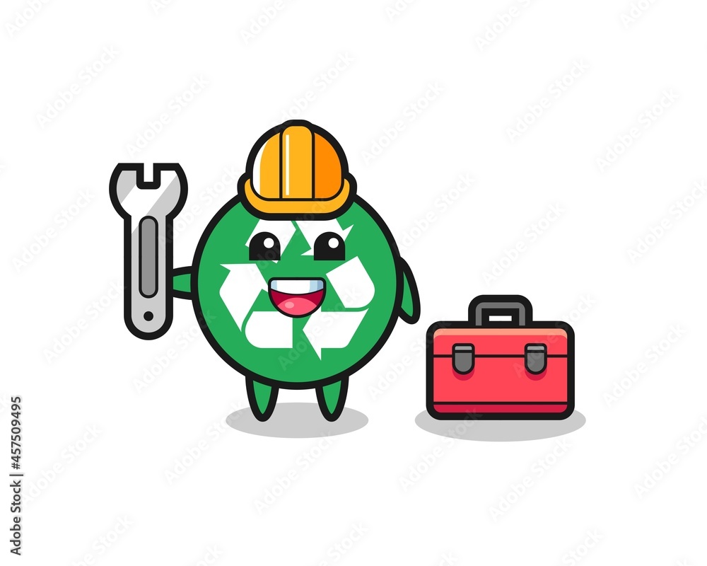 Fototapeta premium Mascot cartoon of recycling as a mechanic