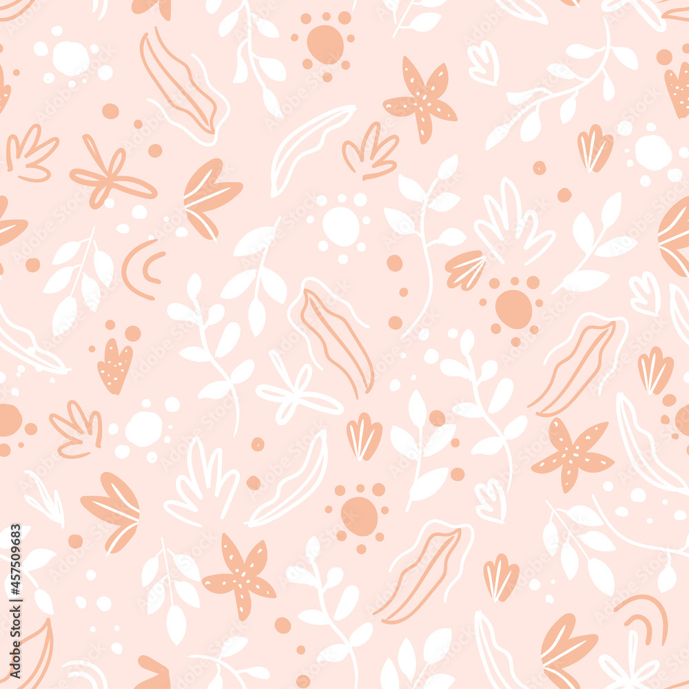 Seamless pink pattern with leaf and flower for wallpaper, pattern fills, textile, web page background, surface textures Seamless pink pattern with leaf and flower for wallpaper, pattern fills, textile, web page background, surface textures