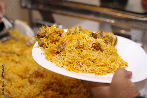 Extremely delicious and spicy chicken biryani photo