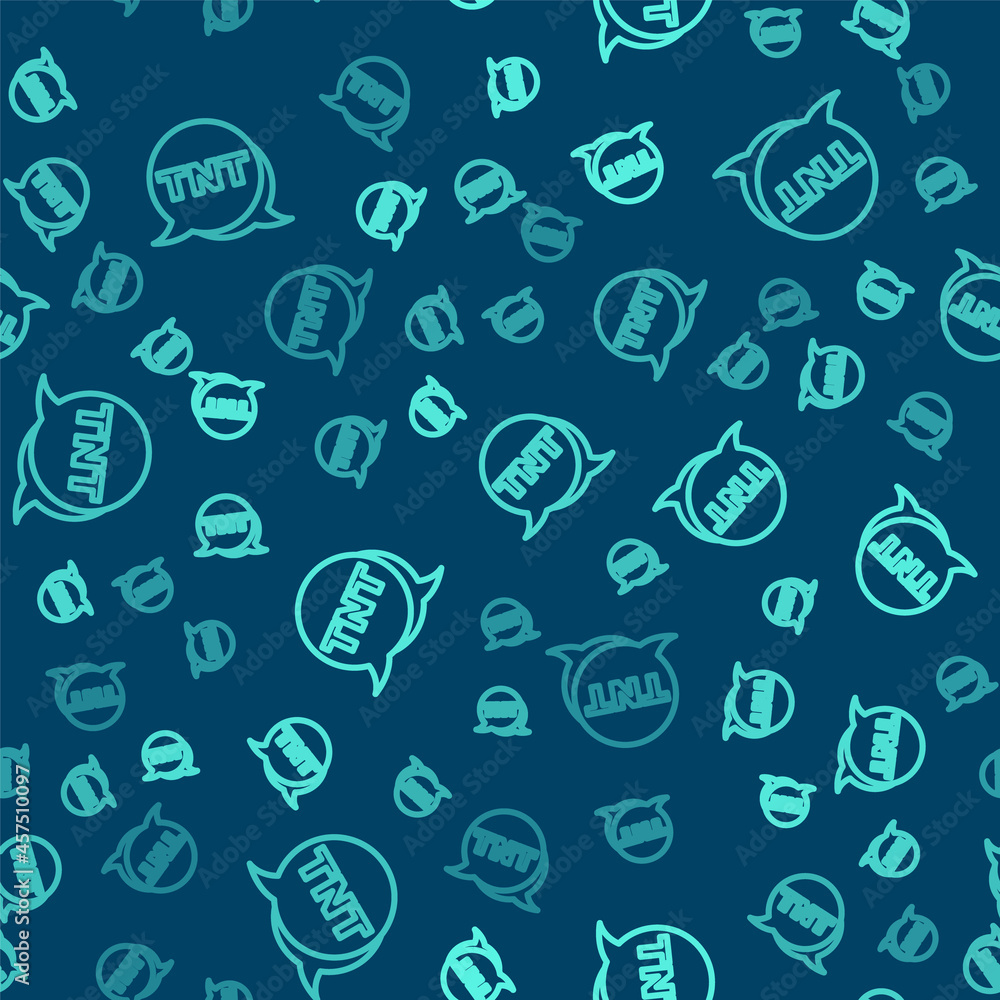 Green line Detonate dynamite bomb stick icon isolated seamless pattern on blue background. Time bomb - explosion danger concept. Vector Green line Detonate dynamite bomb stick icon isolated seamless pattern on blue background. Time bomb - explosion danger concept. Vector