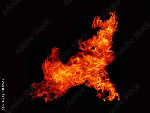 Flame meat that burns from a furnace or from cooking. dangerous feeling abstract black background .Suitable for banners or advertisements © sainan