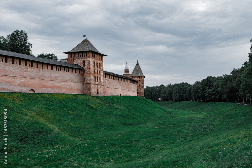 Naklejka premium The wall of the ancient city of Veliky Novgorod