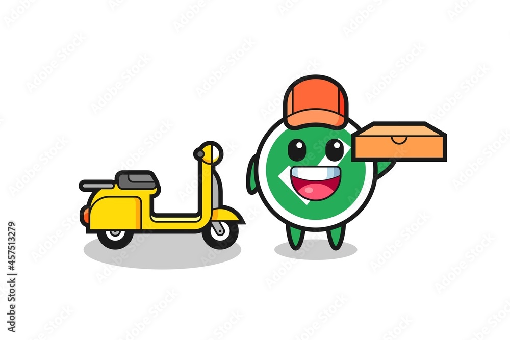 Character Illustration of check mark as a pizza deliveryman