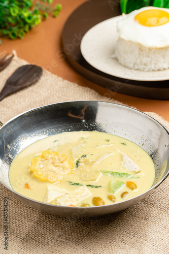 Sayur lodeh  is an Indonesian vegetable soup prepared from vegetables in coconut milk popular in Indonesia. The origin of the dish can be traced to the Javanese people's tradition of Java.