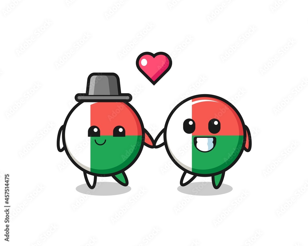 madagascar flag badge cartoon character couple with fall in love gesture madagascar flag badge cartoon character couple with fall in love gesture