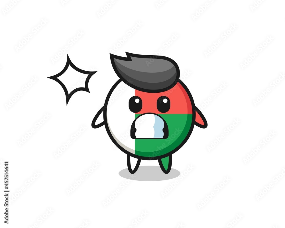 madagascar flag badge character cartoon with shocked gesture madagascar flag badge character cartoon with shocked gesture