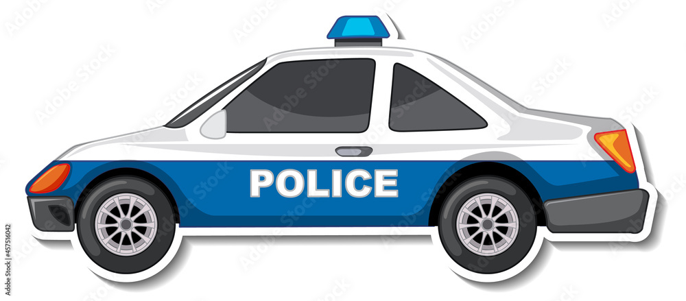 Sticker design with side view of police car isolated Sticker design with side view of police car isolated