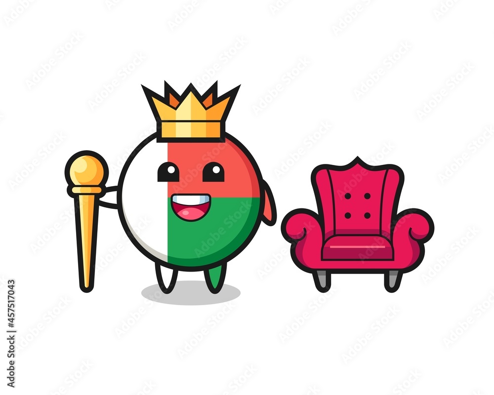 Mascot cartoon of madagascar flag badge as a king Mascot cartoon of madagascar flag badge as a king